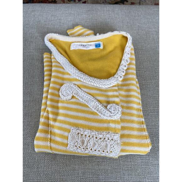 Anthropologie Sparrow M Yellow Striped Sweater Crochet Button Cardigan Y2K - Picture 14 of 14